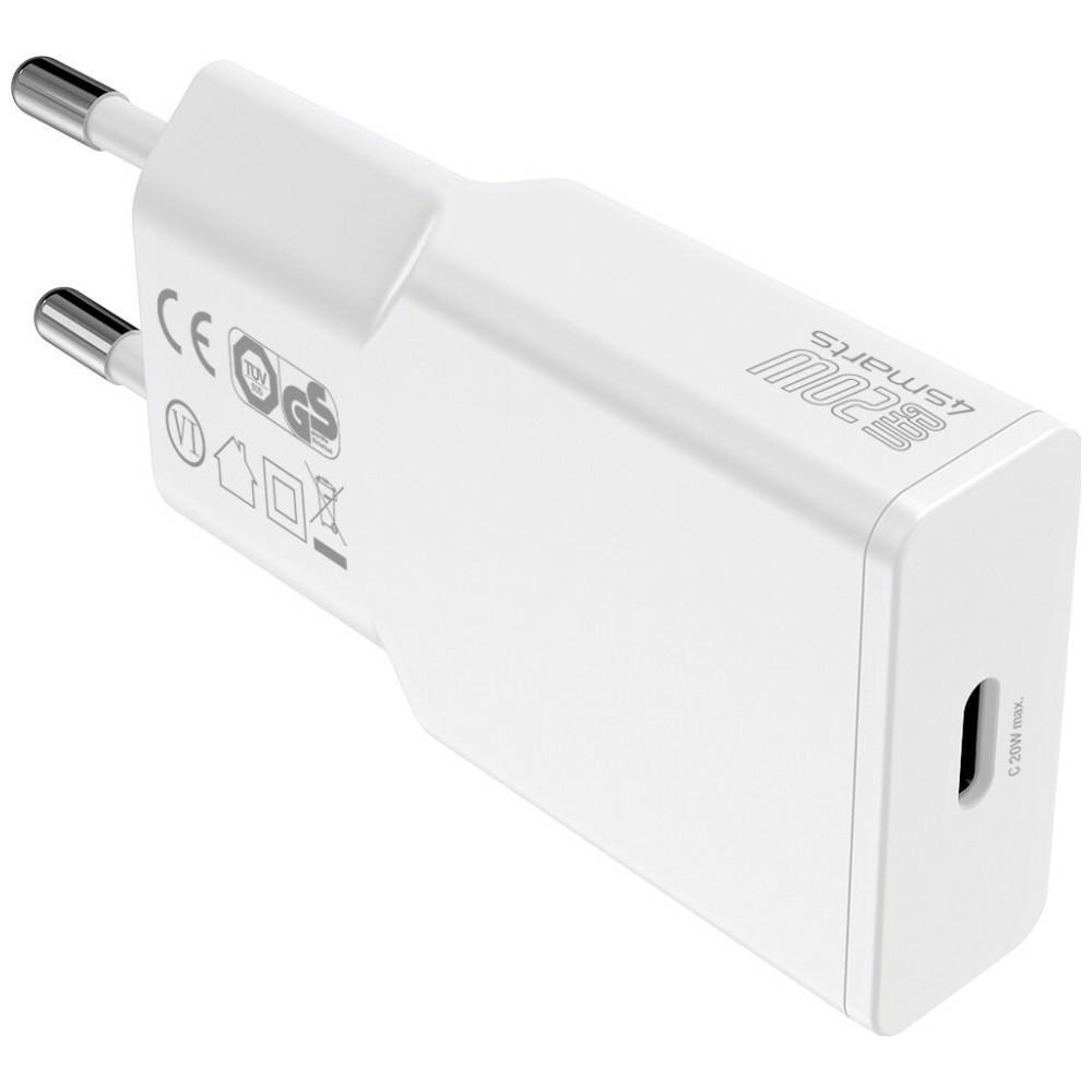 4smarts PDPlug Slim 20W GaN USB-C Wall Charger Kit + 1.5m USB-C Cable White