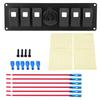 6 Gang White LED Rocker Switch Panel with Dual USB Voltmeter for Car RV Boat Marine 12-24V