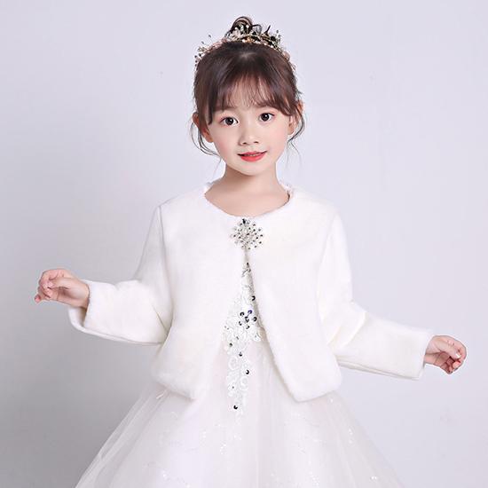 Детское свадебное вечернее платье с запахом из искусственного меха, болеро, накидка, свадебная шаль
