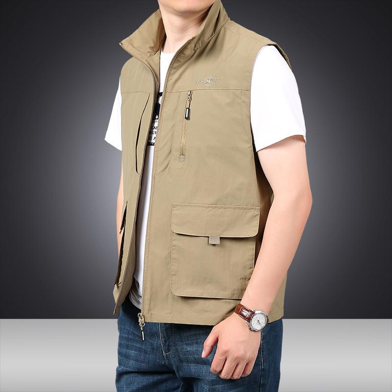 Жилет мужской Four Seasons, тонкий, без рукавов, с воротником-стойкой, с несколькими карманами, быстросохнущий, большой размер