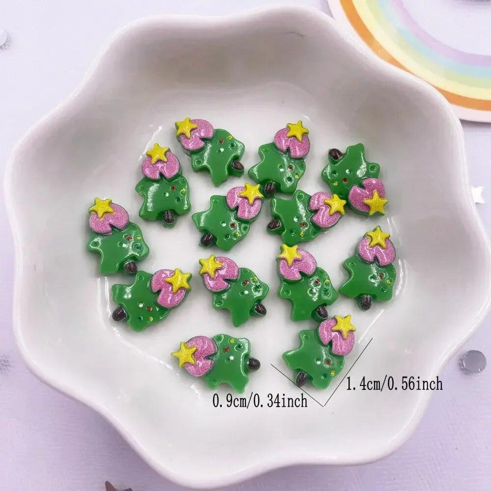 50pcs Resin Mini Colorful Christmas Snowman Tree Snowflower Deer Flat Back Figurines Nail Art DIY Scrapbooks Accessories