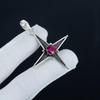 Серебряный кулон с рубиновым камнем из серебра 925 пробы - ручная работа, дизайн звезды, повседневные украшения, уникальный дизайн, подарочный кулон