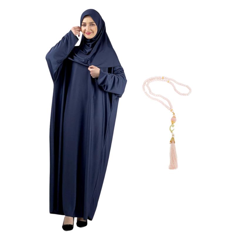 Women Prayer Clothes With Hijab Muslim Outfits Long Robe Abaya Turkish Islamic Dresses Dubai Kaftan With Rosary