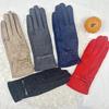 Теплые замшевые перчатки женские с отделкой в виде ромбовидного банта внутренние флисовые перчатки ветрозащитные перчатки для сенсорных экранов