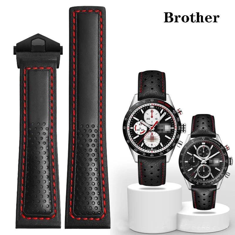 Genuine Leather Watch Band For Tag Heuer Carrera Diving Monaco F1 Series Breathable Watch Straps 22mm Men's Watch Chain