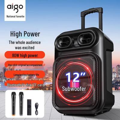 Aigo S56 12-дюймовая портативная Bluetooth-колонка-тележка для караоке, штепсель CN (адаптер в комплекте)