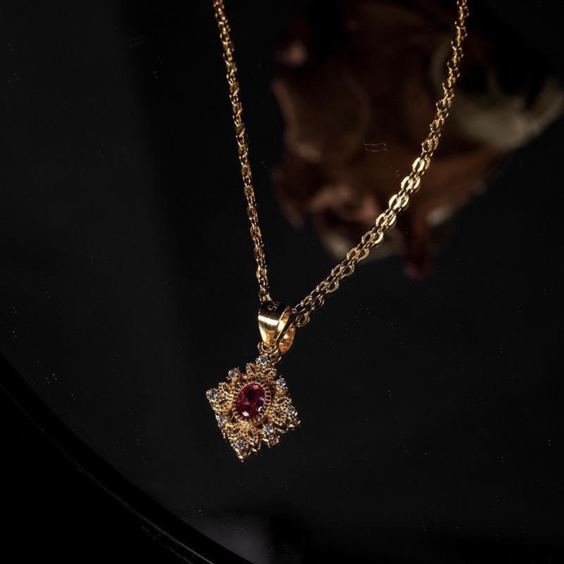 Ожерелье с геометрической подвеской в виде ключицы из серебра 925 пробы Banyan Tree с рубином в стиле ретро для женщин