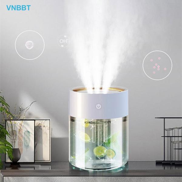 2000ML 3 Holes USB Air Humidifier Essential Oil Aromatherapy Cool Mist Maker Air Purifier with LED Romantic Light