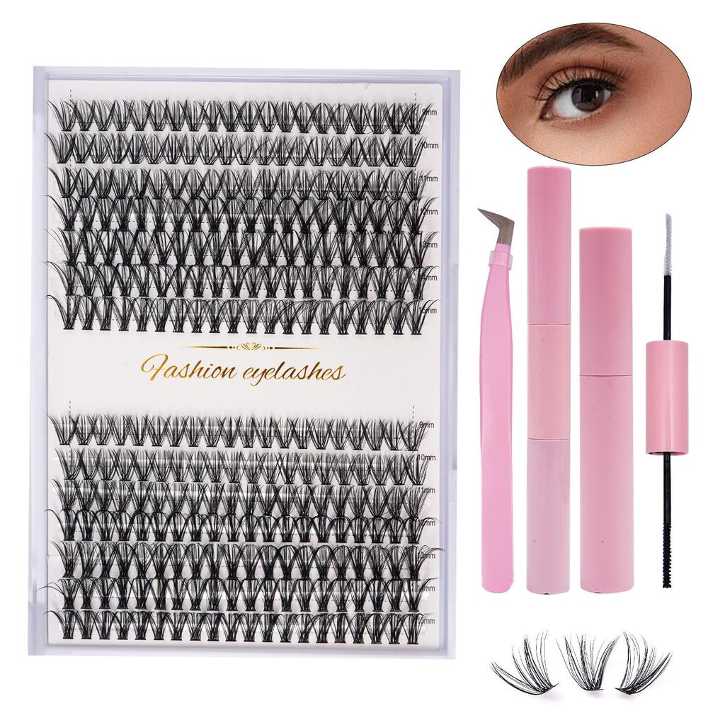 Набор из 280 пучков ресниц с самоклеящимся клеем, кисточкой и пинцетом - Набор для самостоятельного наращивания большого объема