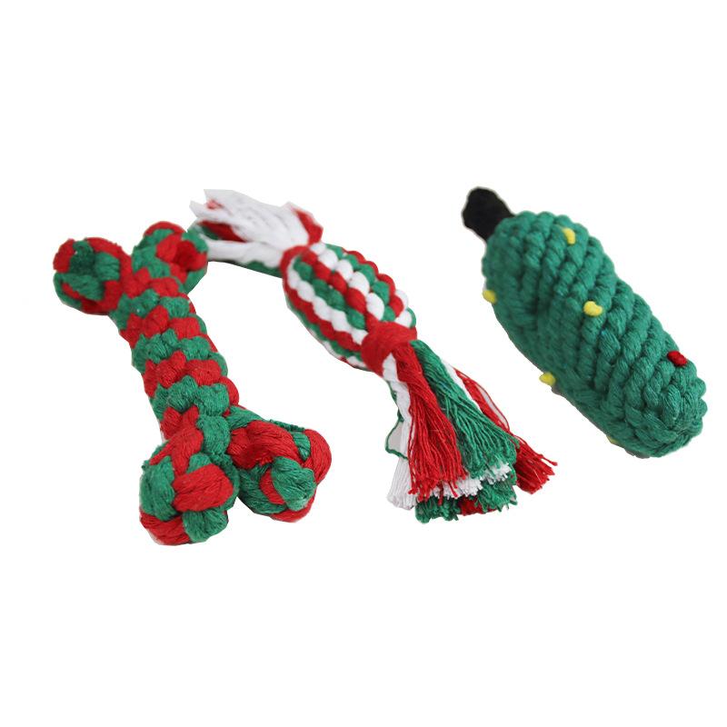 1pc Christmas Design Teeth Cleaning Braided Rope Knot Pet Toy, Dog Chew Durable Toy For Cat And Dog Teeth Cleaning Supply Toy