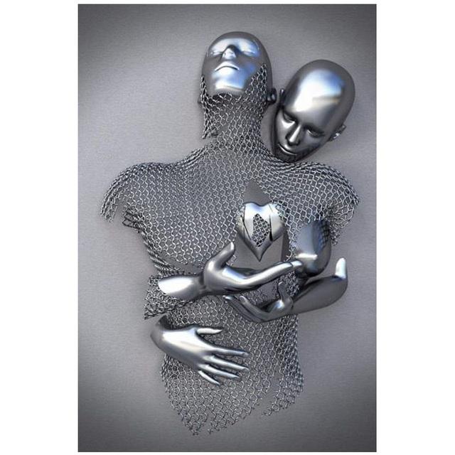 Современная металлическая фигурка, статуя, переплетение души, художественная роспись на холсте, абстрактная романтическая печать плакатов, настенная картина, декор комнаты, без рамки