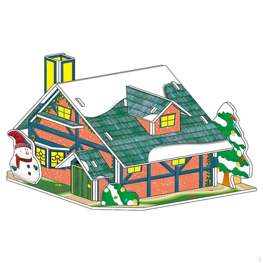 DIY Decoration, Christmas Crafts, Indoor And Outdoor 3D Puzzle for Kids, Craft House
