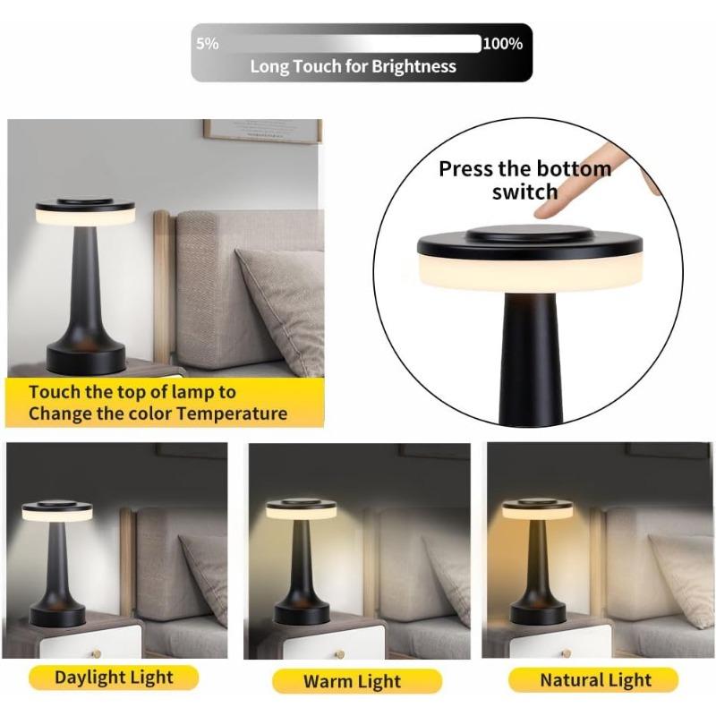 Portable LED Table Lamp with Touch Sensor, Rechargeable Battery Lasts Hours, For Kids' Bedrooms and Nightstand Table Lamps