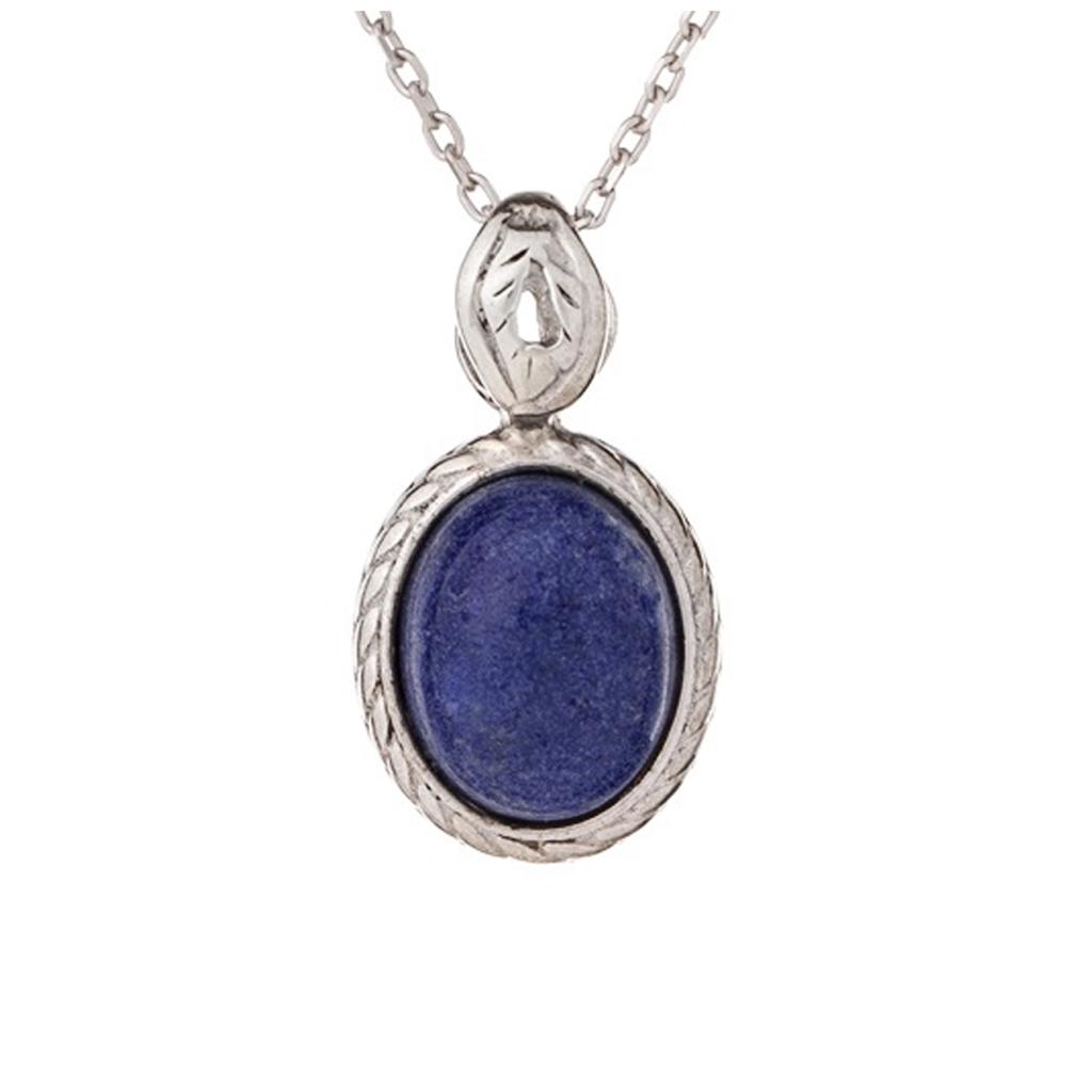 Les Trésors De Lily [R3818] - Silver Pendant 'Meghan' Silver Lapis Lazuli (rhodium) - 12x10mm
