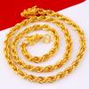 Gold-plated 24K Faucet Twist Necklace Men's Imitation Sand Gold Faucet Hemp Rope Chain Fire Gold Men's Domineering