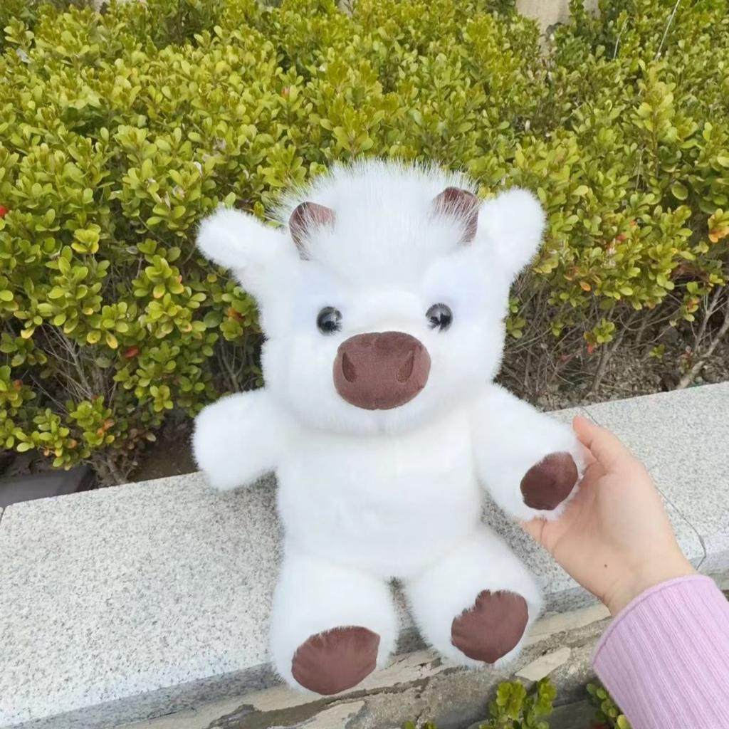 Highland Cattle Plush Toy Running Cow Stuffed Animal Adorable Scottish Highland Cow Plushie Soft Animal Gift For Kids Adults
