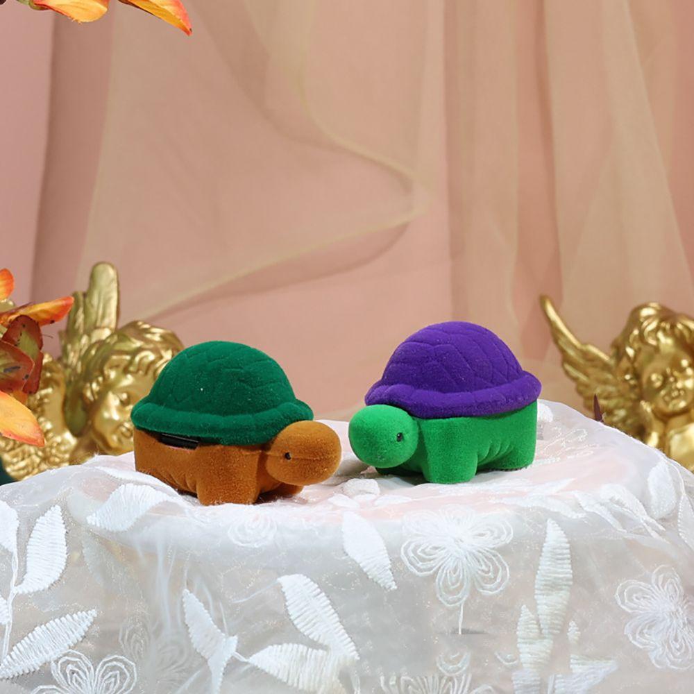 Romantic Lover Animals Turtle Tortoise Cat Jewelry Display Storage Case Velvet Ring Box Gift Boxes