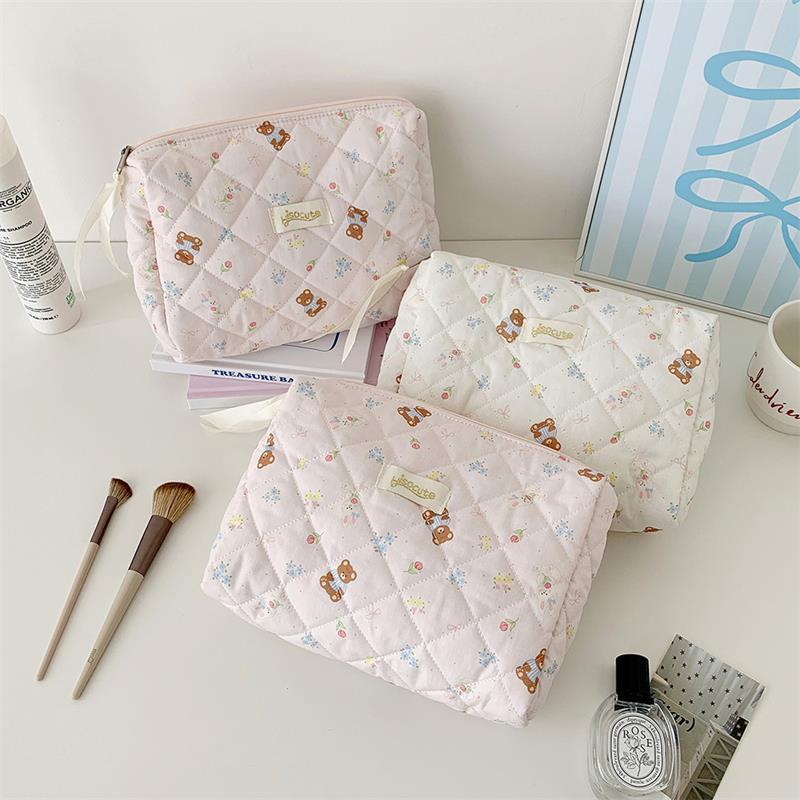 Милая косметичка с принтом медведя, большая вместимость, портативная дорожная сумка для туалетных принадлежностей, сумка для хранения, студенческий пенал, девчачьи подарки