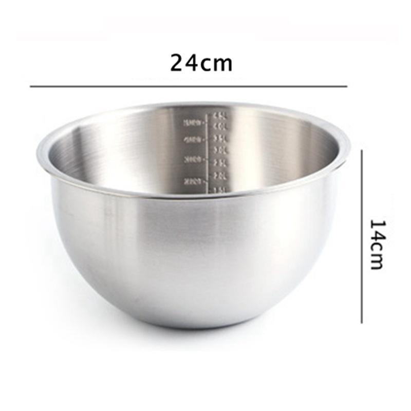 Салатница из нержавеющей стали 304, набор кухонных мисок для хранения, набор мисок для взбивания яиц, набор мисок для смешивания, миска для приготовления пищи, аксессуар для выпечки со шкалой