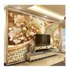 European Style Wallpaper 3d Embossed Gold Jewelry Flower Mural Living Room Wall Painting Luxury Decor