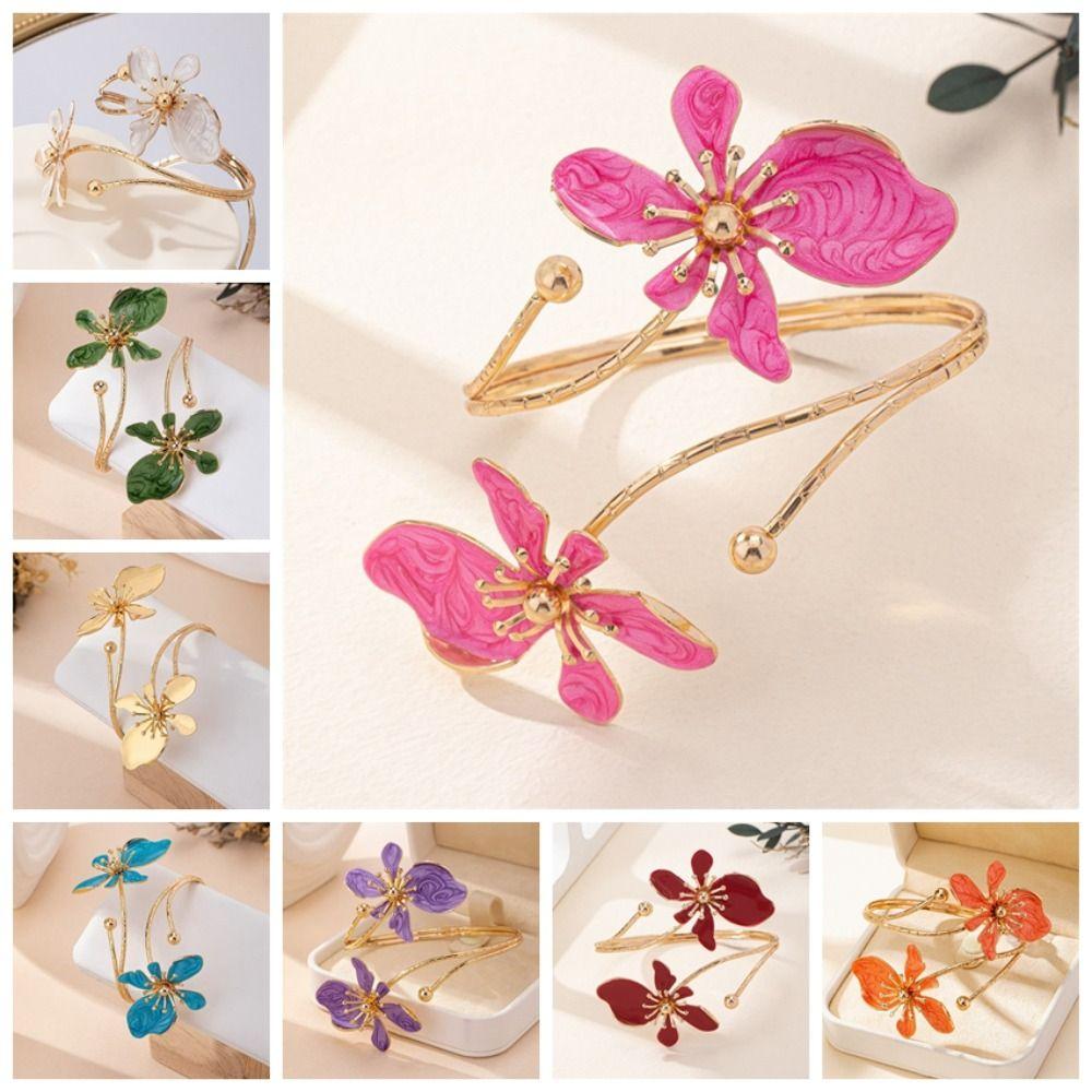 Эмалированный Цветочный Браслет Цветочный Наручный Браслет Элегантный Открытый Браслет на Руку Девочки