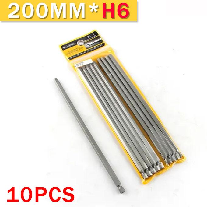 4/10 шт 200 мм шестигранные отвертки H3 H4 H5 H6 набор бит отверток прецизионный ударный гайковерт магнитный противоскользящий электрический шестигранный хвостовик
