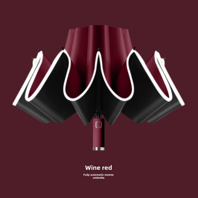 Retro Large Automatic Reverse Sunshade Umbrella for Men and Women - UV Protection for Sun and Rainy Days