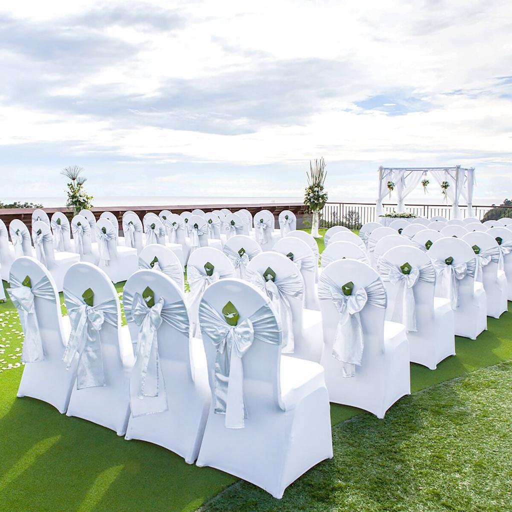 50pcs Chair Cover Wedding Spandex White Chair Covers Stretch Fabric Removable Washable Protective Slipcovers for Weddings Banquets