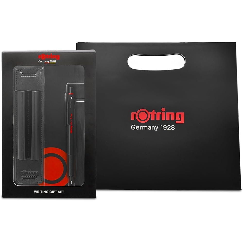 Механический карандаш RotRing Rotling 0,5 мм 600 Черная ручка с чехлом и блокнотом Подарочная коробка с сумкой...