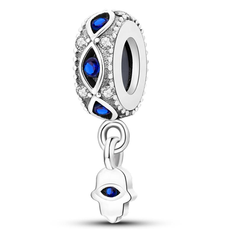 925 Silver Charms Beads Devil's Eye Fatima's Hand Cross Beads Fit Original Bracelet Women DIY Jewelry Gifts