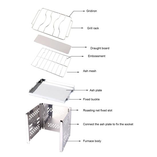 Складная наружная печь-гриль для барбекю с сумкой для хранения, прочная, из нержавеющей стали, многофункциональная