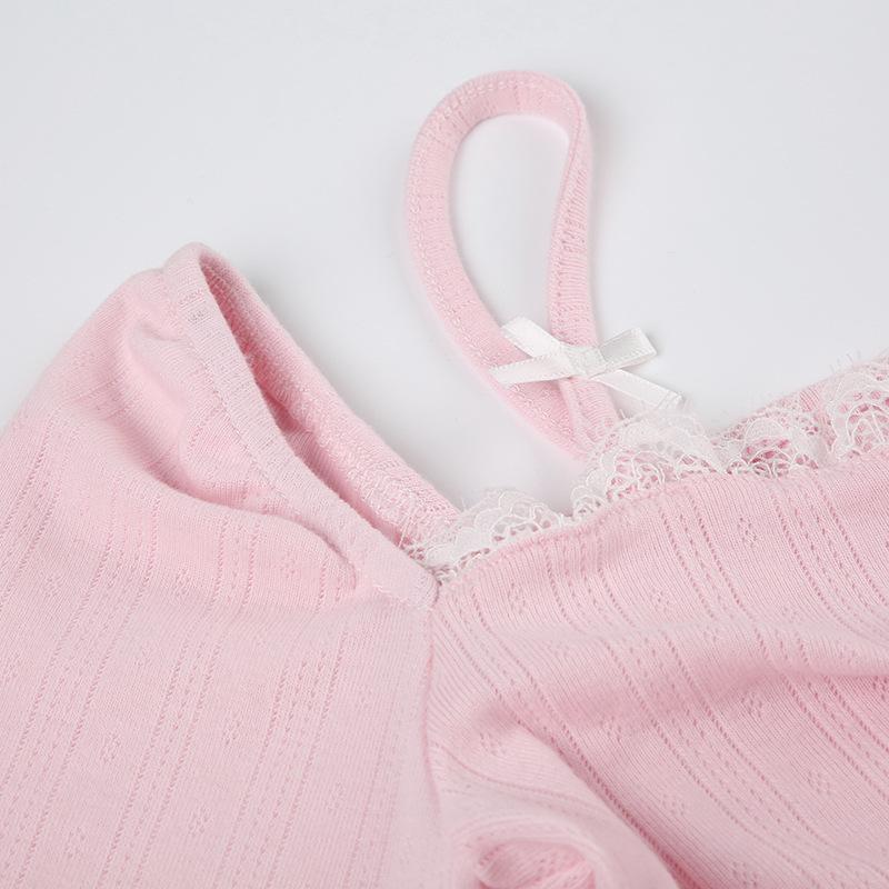 Женская плиссированная футболка с квадратным вырезом и кружевом, длинными рукавами и бантом