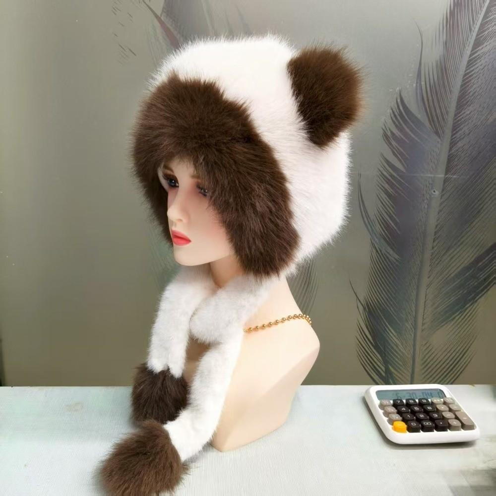 Large Head Circumference 63cm Winter Ear Flap Hat Women Bear Ear Hat  Winter Season