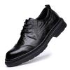 Men's Business Dress Leather Shoes British Round Head Derby Shoes Leather Casual Lace-up Men's Shoes Breathable Groom Wedding Shoes Men