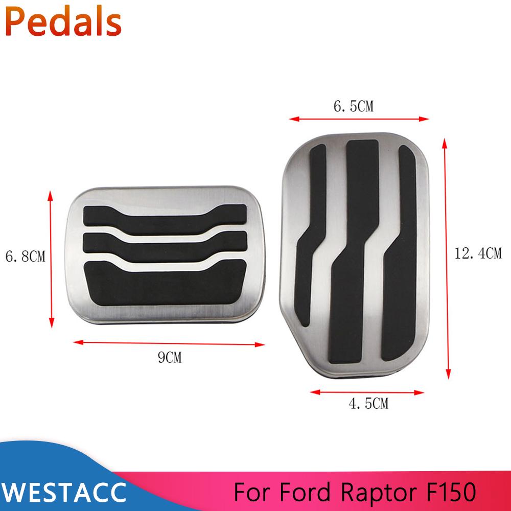Педали из нержавеющей стали для автомобиля, акселератор, газ, педаль тормоза, защитный чехол для Ford Raptor F150 2015 - Интерьер