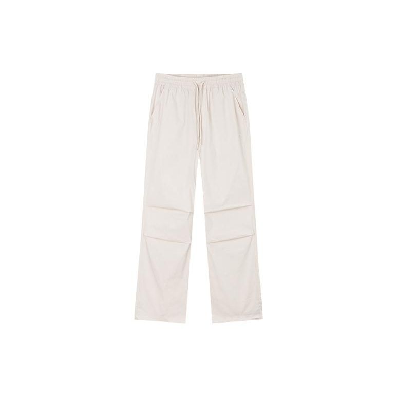 Anta Solid Color High Waist Straight Loose Casual Pants Women Bottoms Mud-Gray 962428503-1