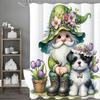 Милая карликовая тюльпановая собака, цветочная шторка для душа, декоративная шторка для ванной, водонепроницаемая шторка для душа с крючками