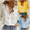 Весенне-осенняя рубашка с цветочным принтом, повседневные свободные хлопковые льняные рубашки с длинными рукавами, женские топы больших размеров