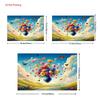 2D Whimsical Backdrop Floating Vase with Multicolor Flowers and Butterflies Background