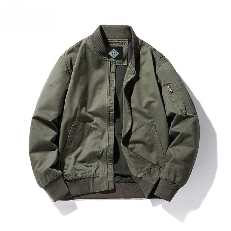 Spring and Autumn Jacket Men's Coat Baseball Uniform Loose Military Aviator Pure Cotton Workwear Cotton Jacket