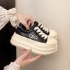 Кроссовки Женская обувь для женщин На толстой подошве Роскошная обувь Носок круглой формы Тренд Платформа Спортивные Женские Дышащие Повседневные Кеды для скейтборда