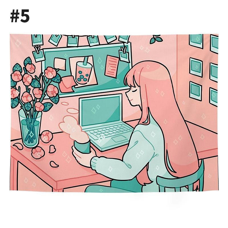 Tapestry Wall Hanging Art Girl Cloth Painting Background Room Decoration