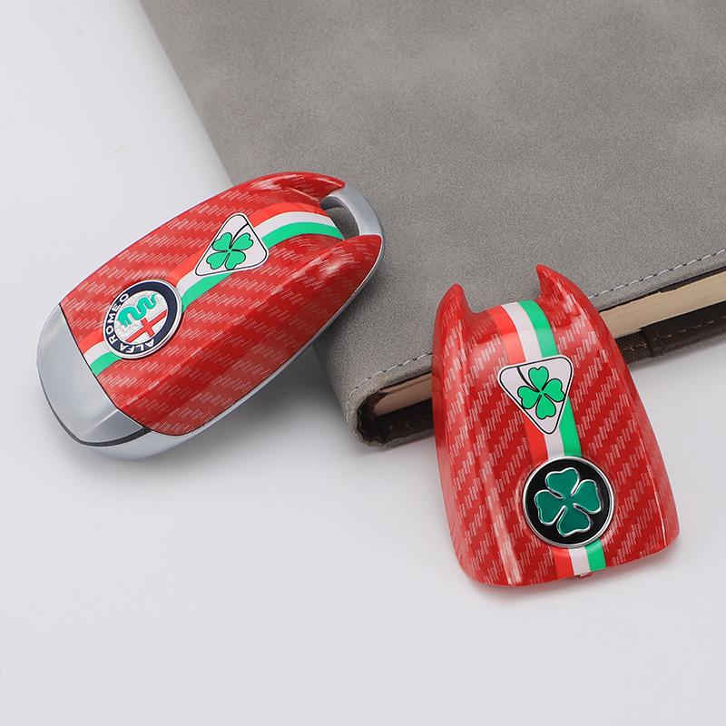 Car Logo Key Cover Replacement Key Case For Alfa Romeo Giulietta Giulia Mito Stelvio Tonale Carbon Fiber Style zj9
