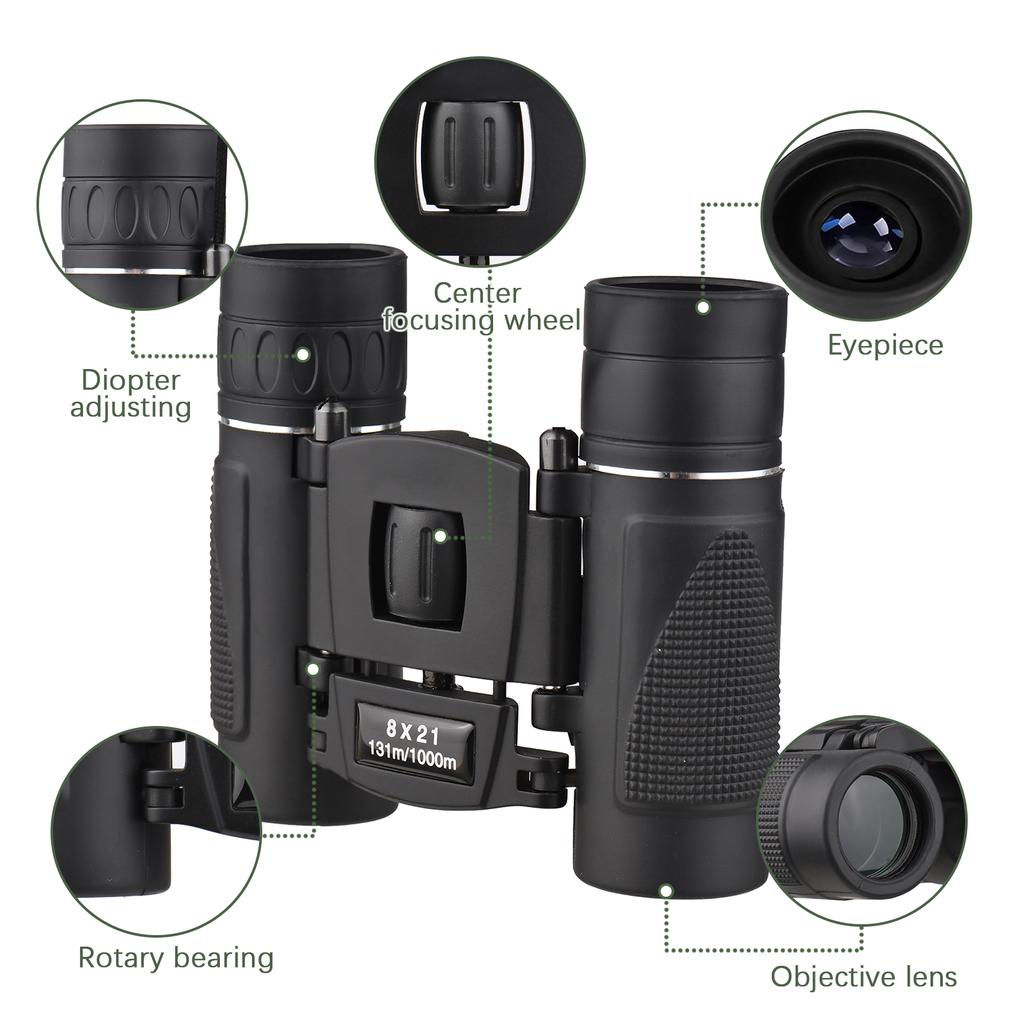 Lightweight Mini Binoculars Foldable Pocket Binoculars for Adults Kids Bird Opera Watching