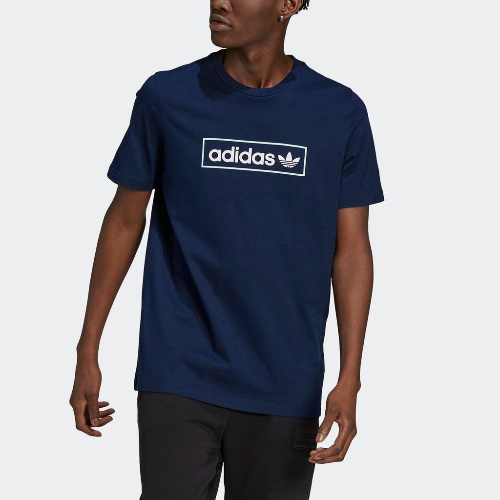 Adidas Футболка с линейным логотипом Originals, мужские топы, темно-синяя HB1817