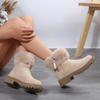 Lucyever Furry Faux Fur Snow Boots for Women Anti-Slip Platform Winter Boots Woman Keep Warm Plush Ankle Booties Mujer 43