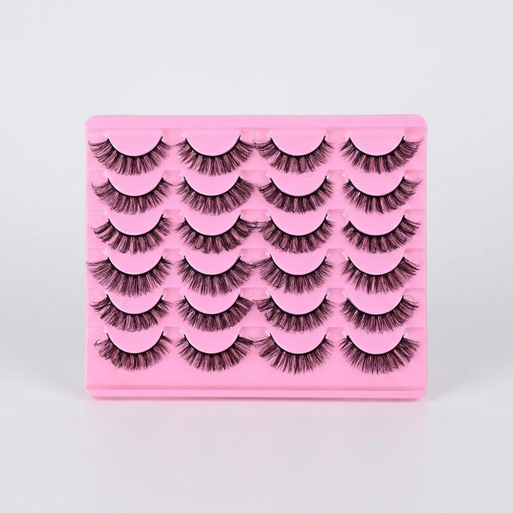 12 Pairs One-Piece False Eyelashes D Curl Natural Style for Eye Makeup