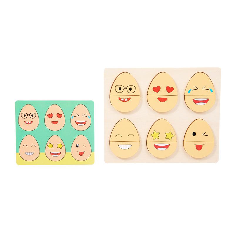 Wooden Children'S Early Education Fun Expression Egg Matching Game Children'S Concentration Training Interactive Educational Toys