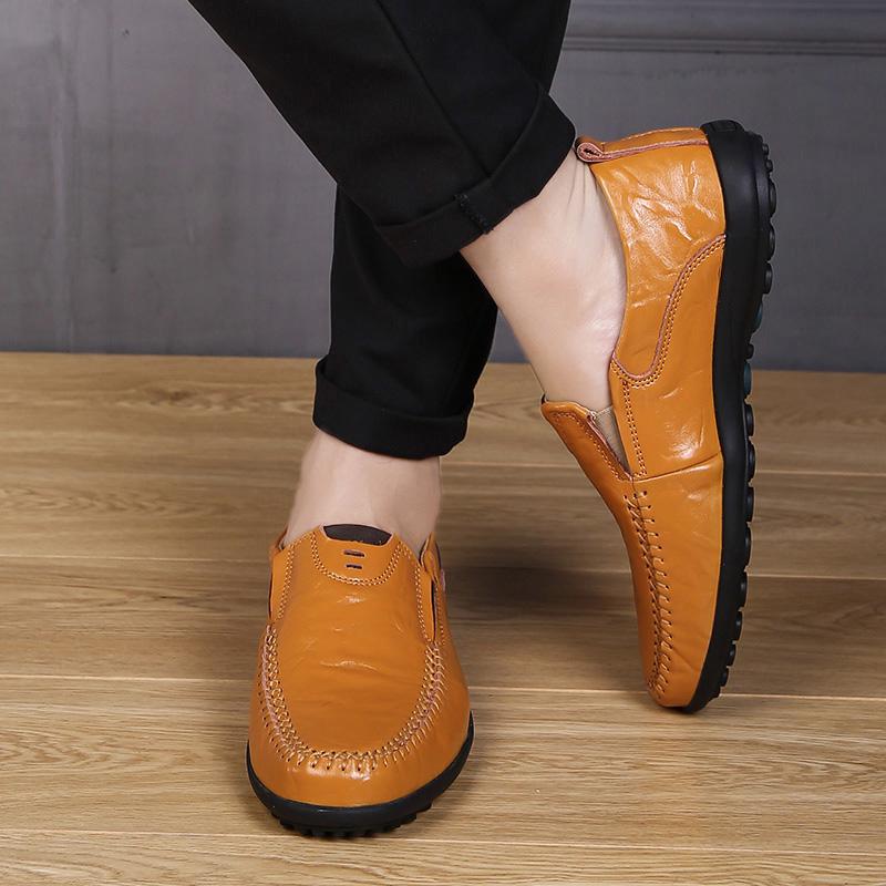 Повседневная обувь ручной работы. Мужские мокасины. Удобные кожаные туфли на плоской подошве. Мягкие кожаные лоферы38-47.