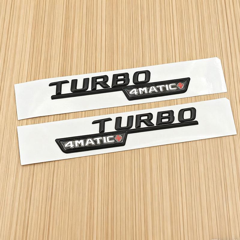2 Uds 3D ABS Letters TURBO 4MATIC Plus Logo Car Bumper Sticker Side Emblem Badge for C117 W117 GLE53 GLA45 A45 A35 CLA35 CLA45